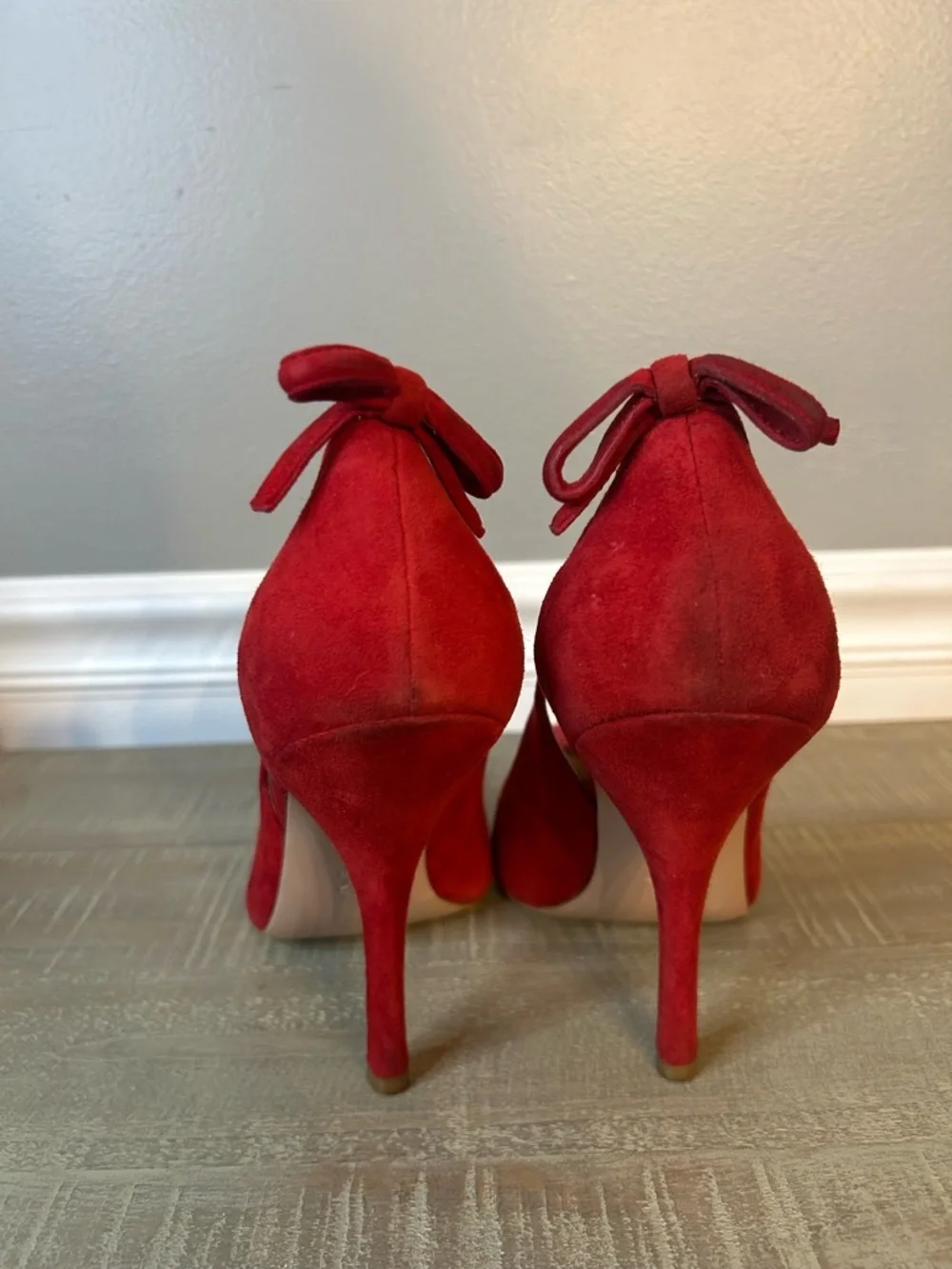 Joan & David Women’s Red Leather Pointy Toe Stiletto Heels, Size 9.5 - Picture 5 of 9